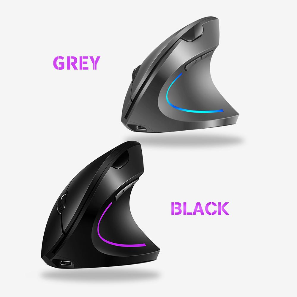 2.4G Wireless Vertical Mouse Rechargeable Upright Ergonomic Mouse 3 Adjustable DPI Levels RGB Flowing Light Plug N Play