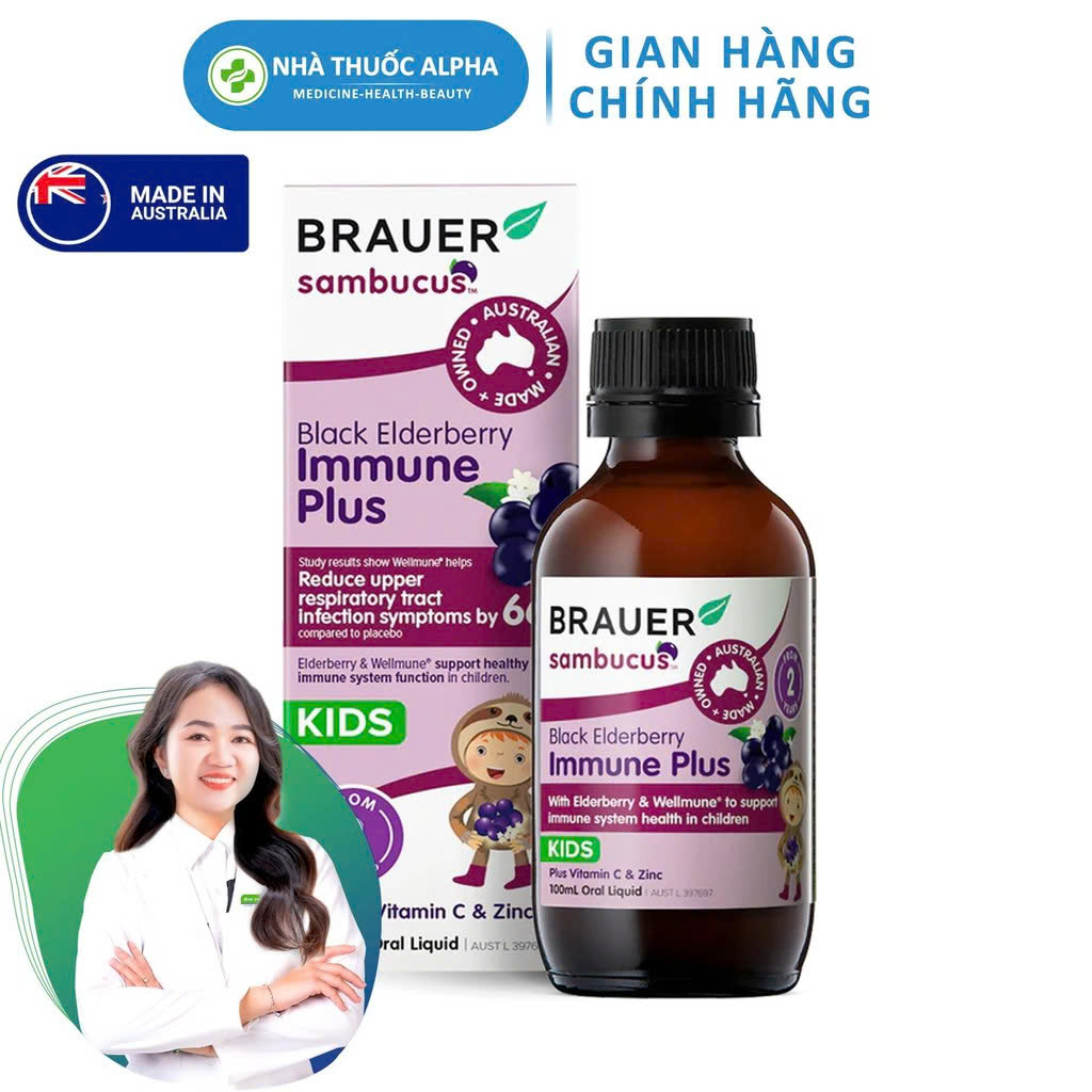 Siro Brauer hỗ trợ tăng sức để kháng cho bé BLACK ELDERBERRY IMMUNE PLUS 100ml