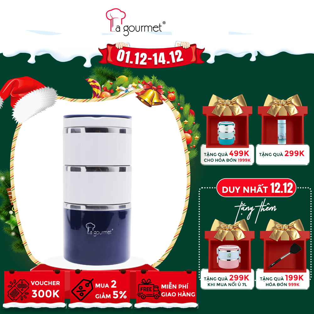 Camen Đựng Cơm La Gourmet 3 Ngăn 337788 - Xanh