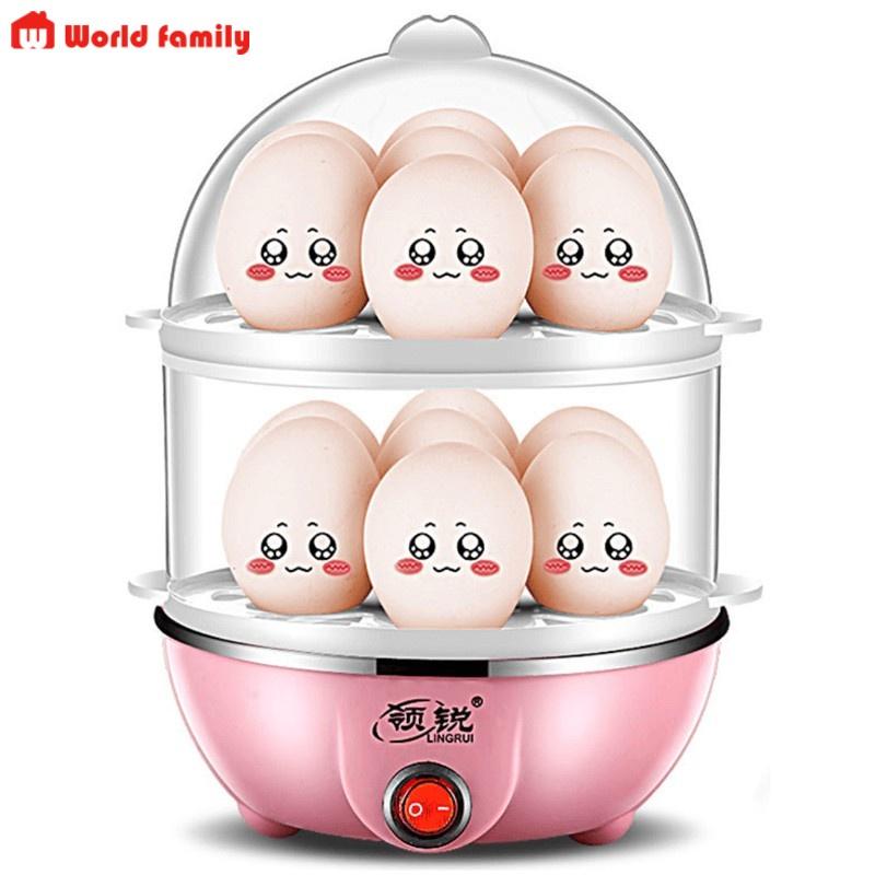 Nồi hấp trứng Lingrui mini đa chức năng nồi hấp bằng thép không gỉ 2 tầng dụng cụ gia dụng làm đồ ăn