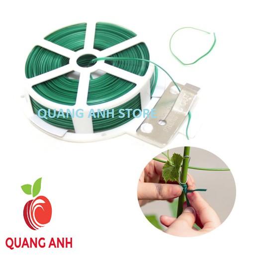 Dây buộc cành cây bọc nhựa dạng dẹp cuộn 50m lõi 0.5mm màu xanh, đen, trắng.