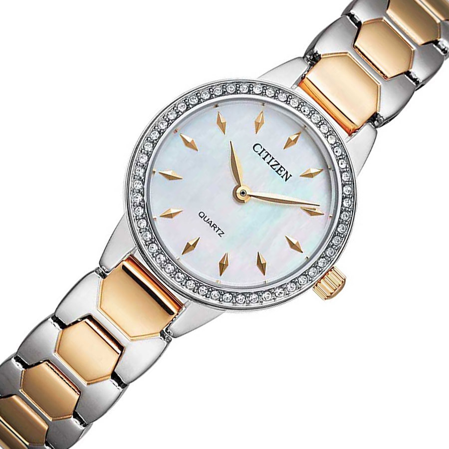 Đồng Hồ Nữ Citizen Đính Đá Swarovski Dây Thép Không Gỉ EZ7016-50D - Mặt Xà Cừ