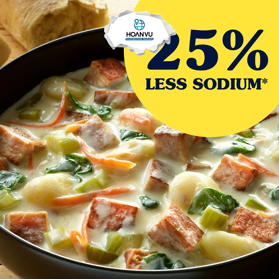 Hình ảnh Thịt hộp Spam Less Sodium 25% 340g giảm mặn - Lốc 8 hộp nhập Mỹ