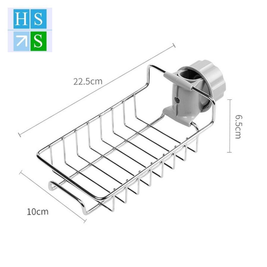 Giá inox 304 kẹp vòi nước đựng đồ rửa chén bát tiện dụng, khay đựng xà bông, đồ vệ sinh gắn vòi nước đa năng