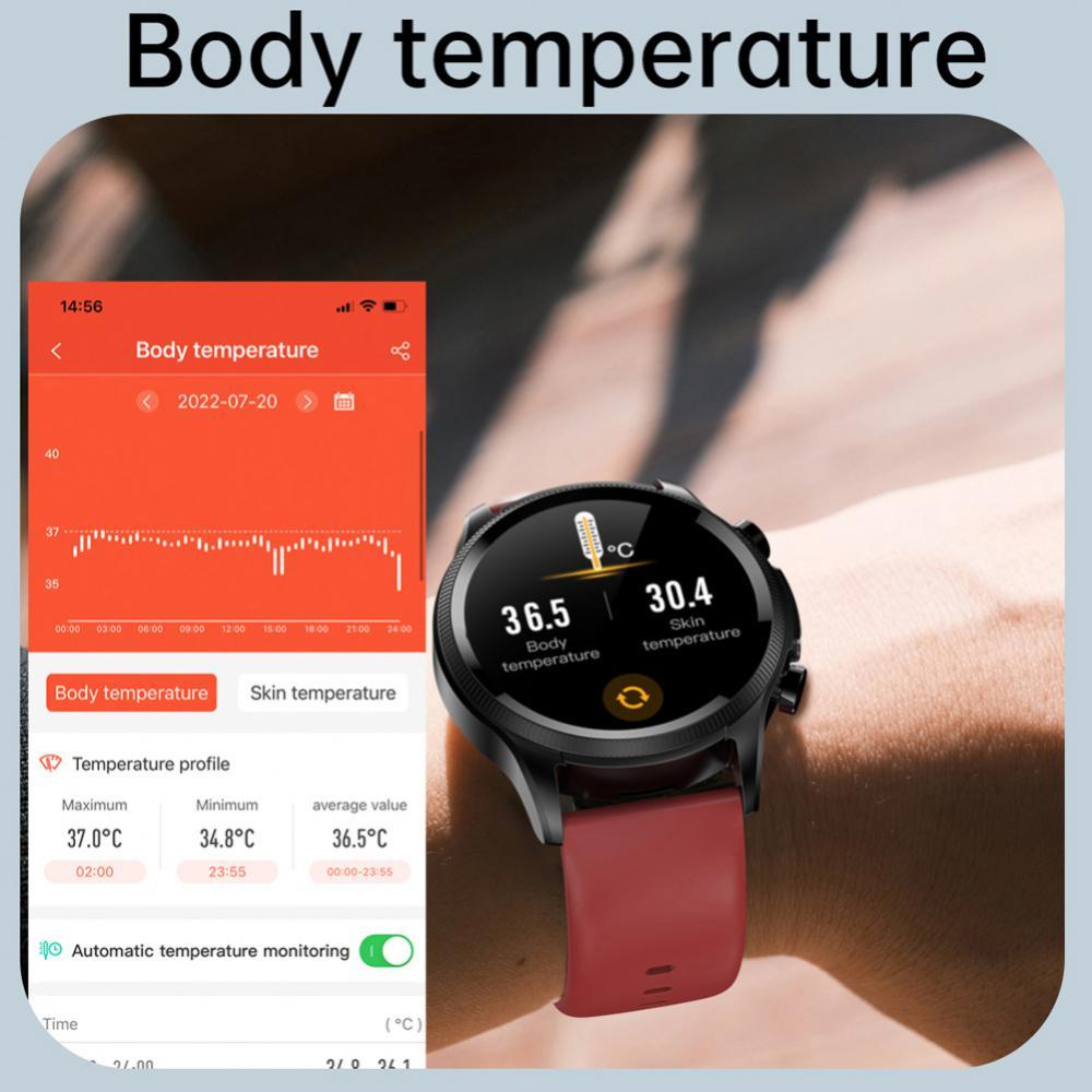Đồng hồ thông minh E400 1.39 inch ECG Đường huyết Nhiệt độ cơ thể Huyết O2 ECG Belt Monitor Smartwatch