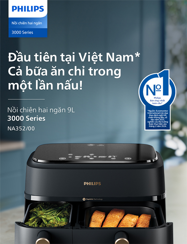 Nồi Chiên Không Dầu Philips 9 lít NA352/00 - Hàng Chính Hãng