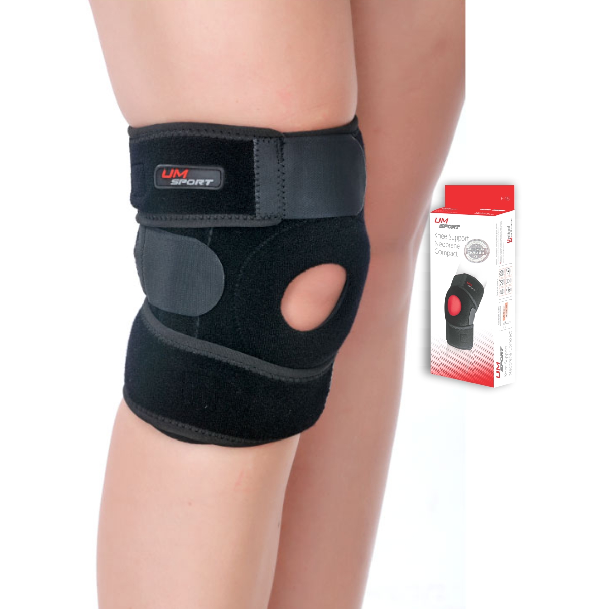 Bó gối đai dán có nẹp neoprene -compact United Medicare F16