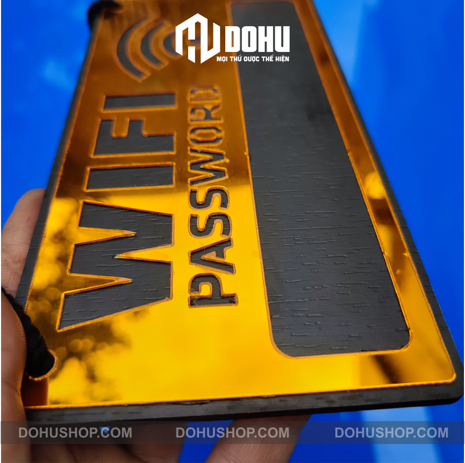 Bảng ghi pass wifi bằng gương vàng - bảng treo