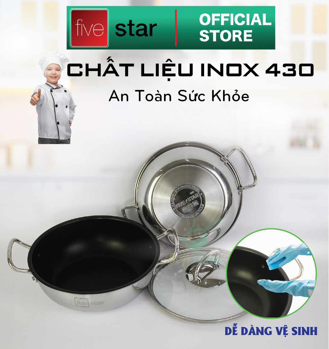 Nồi Kho Cá 3 Đáy Chống Dính 20cm Fivestar ( tặng 2 vá canh)