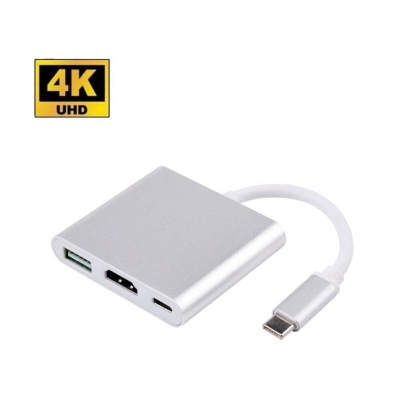 Thiết Bị Xuất HÌnh 4k Cho máy tính Macbook  -  Từ Cổng Type-C ra HDMI + USB 3.0 + Type-C