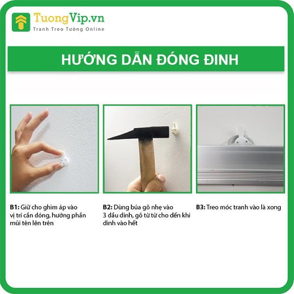 Tranh Tráng Gương - Tranh Treo Tường Chữ Lộc Thư Pháp - Tặng Đinh Đa Năng Không Cần Khoan