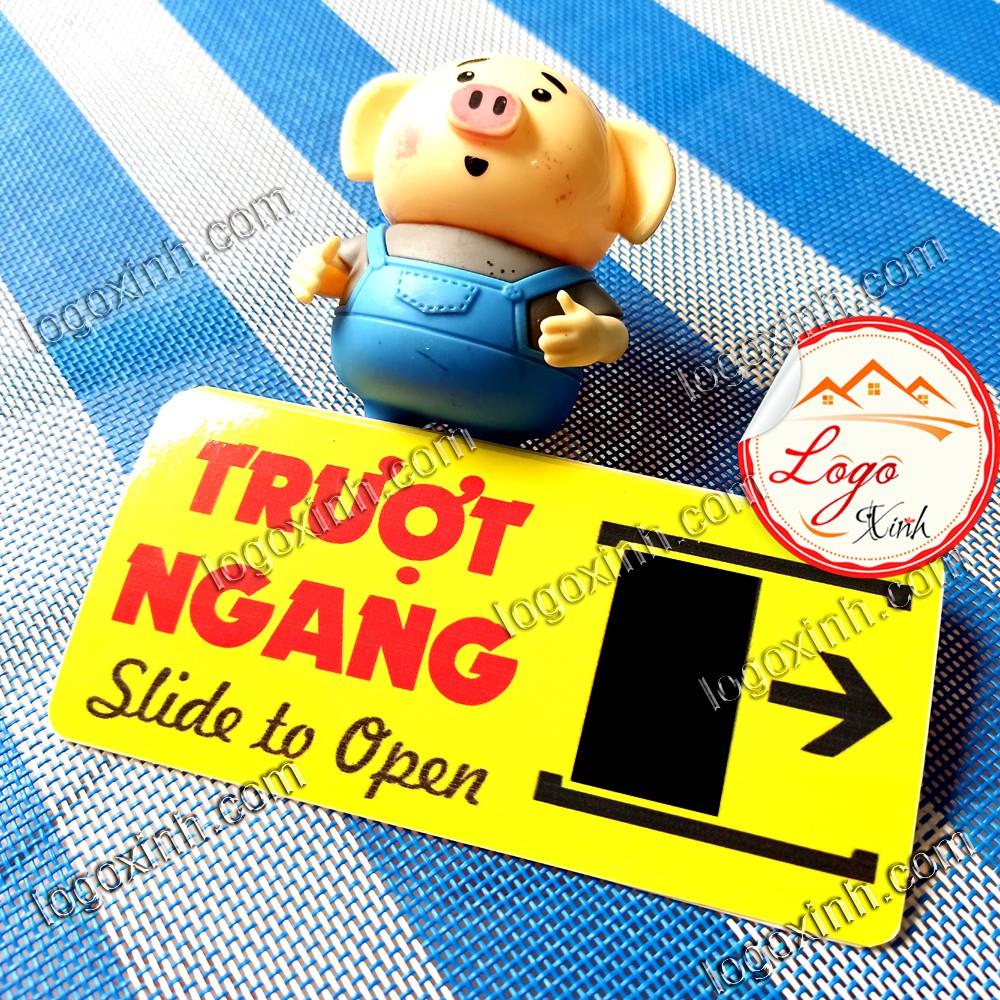 BỘ 2 LOGO STICKER DÁN TEM ĐẨY NGANG TRƯỢT NGANG DÁN CỬA LÙA, CỬA ĐẨY, CỬA KÉO