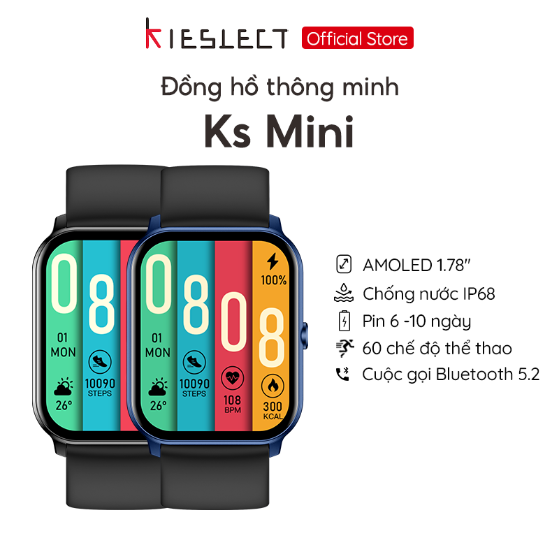 (Mở bán) Đồng hồ thông minh Kieslect KS Mini | 2.01inch | SuperAMOLED | 300mAh | Nghe gọi trực tiếp | Hàng Chính Hãng