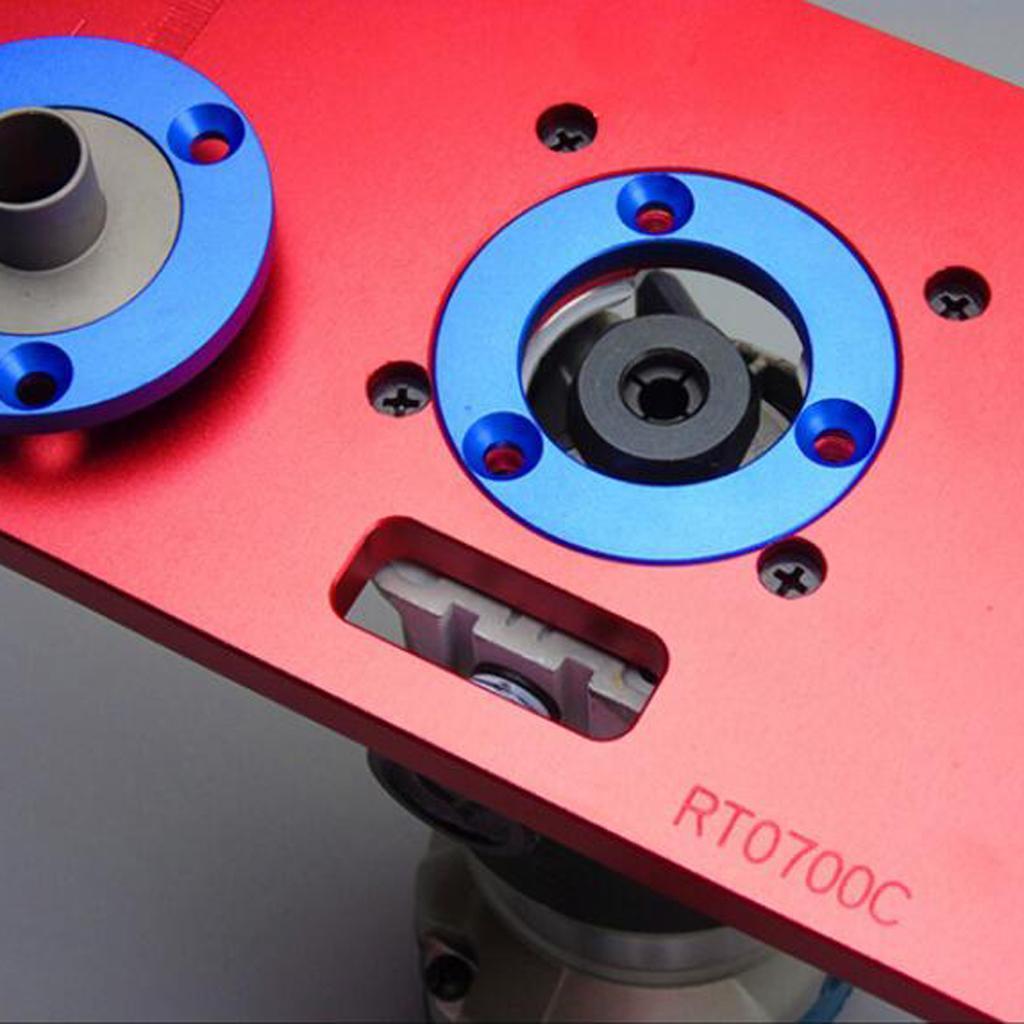 Alloy Router Table Insert Plate with 2 Router Insert Rings 235x120x10mm Red
