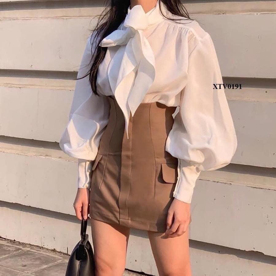 CHÂN VÁY CẠP CAO TÚI SƯỜN CHẤT TUYẾT MƯA THỜI TRANG BANAMO FASHION 5328