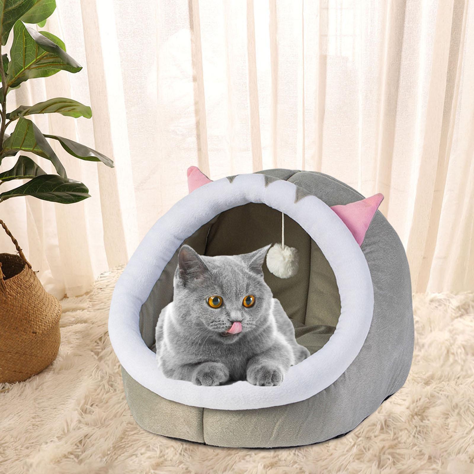 Pet Cat Bed with Ball Toy Sleeping Bed Nest Small Dog House for Indoor Outdoor Pet Accessories