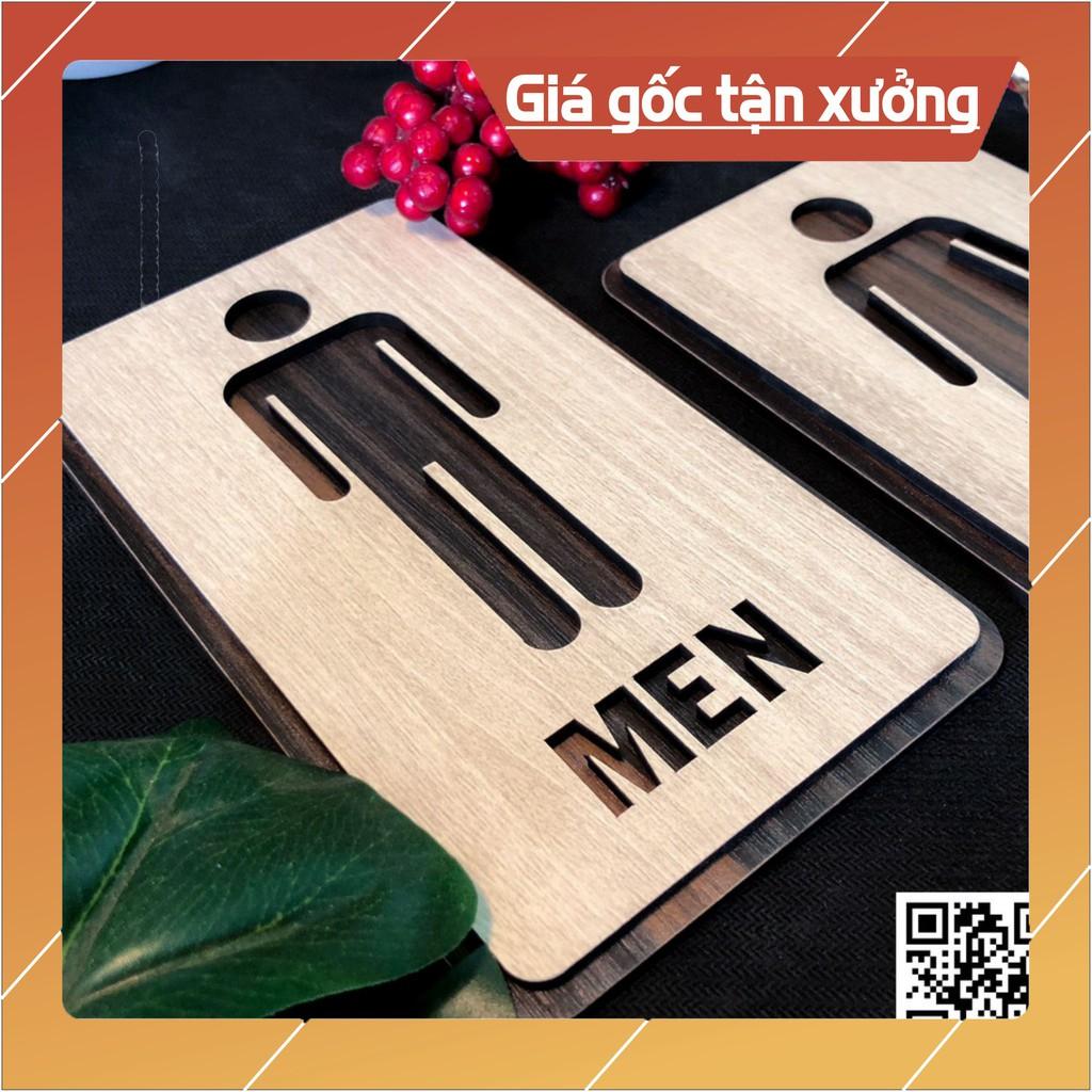 Bộ bảng toilet gỗ dán tường kích thước 16x9cm