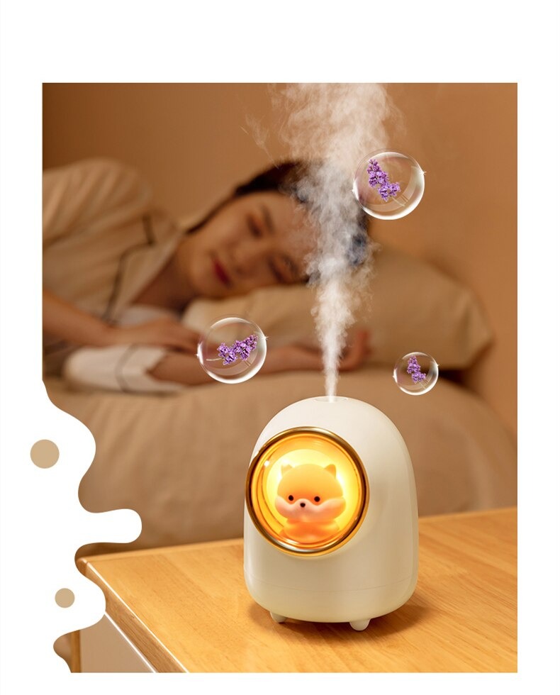 Máy PHUN SƯƠNG tạo ẩm tích hợp ĐÈN NGỦ không dây SPEVI, Pin sạc USB 1200MAH dùng cho Ôtô, decor phòng ngủ, làm việc, trang trí, style dễ thương, hiện đại - Hàng Chính Hãng
