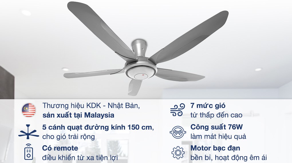 Quạt trần KDK V60WK Hàng chính hãng
