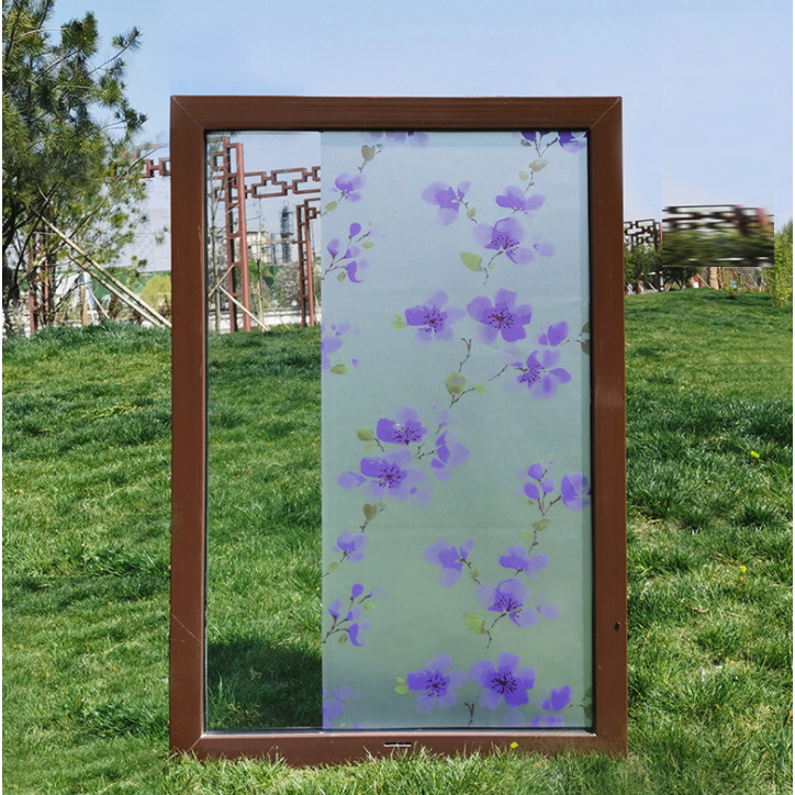 COMBO 5M DECAL GIẤY DÁN KÍNH KEO SẴN KHỔ 45CM MẪU HOA MAI TÍM