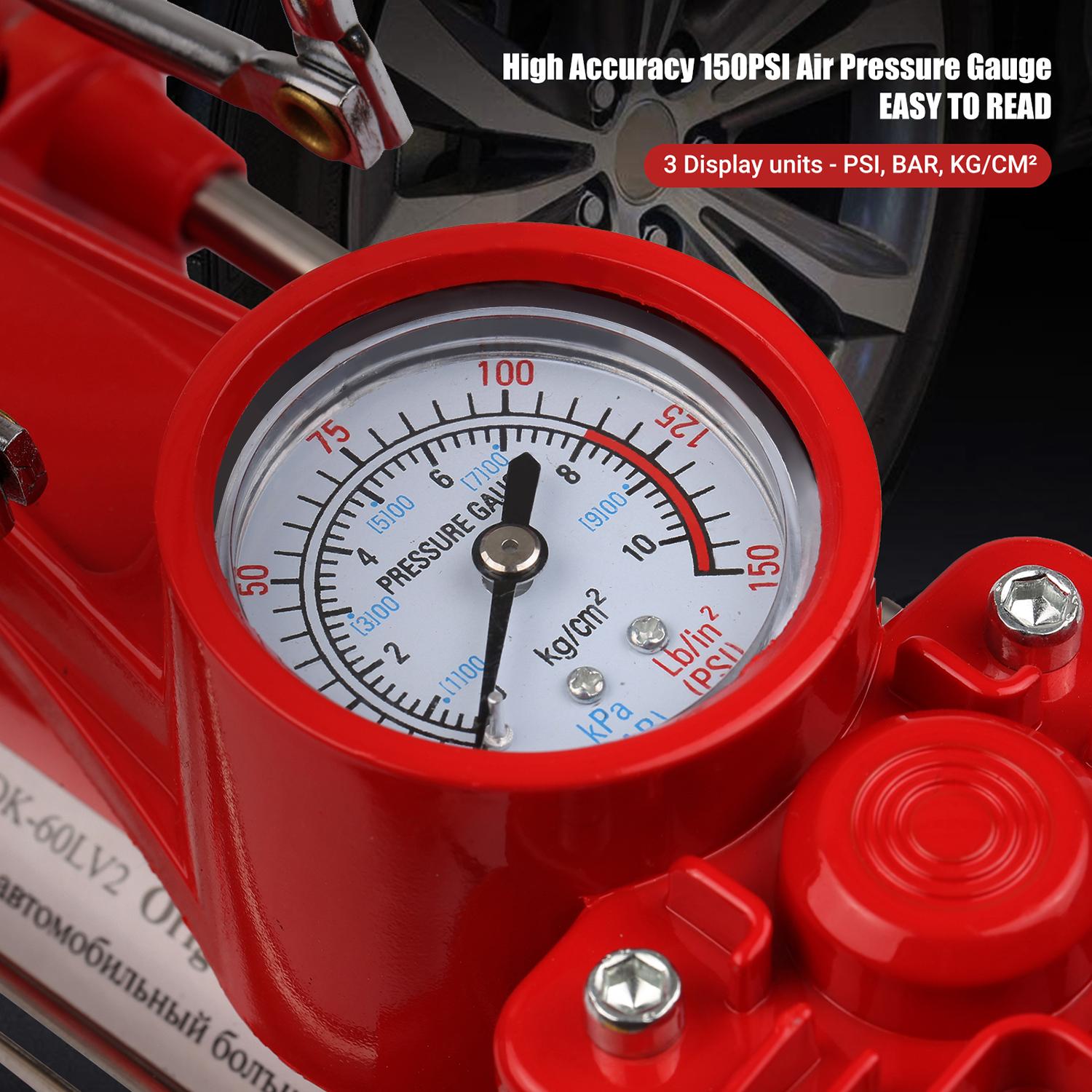 DC12V Dual Cylinder Air Compressor Portable Tire Inflator Emergency Car Air Pump with 3 Nozzles Extended Tube Carrying