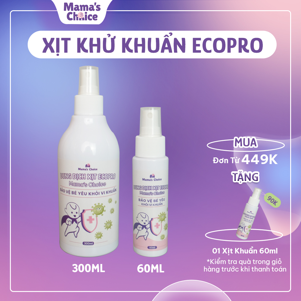 Xịt Khử Khuẩn EcoPro Mama's Choice, Xịt Khuẩn Đồ Dùng Cho Bé, Bình Sữa Núm Ti Giả, Bảo Vệ Bé Yêu An Toàn