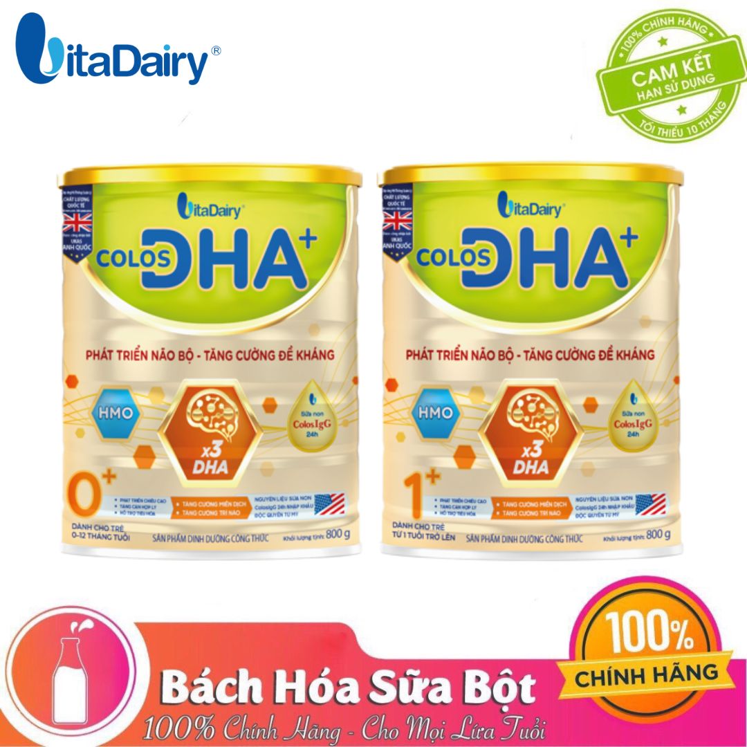 (Hàng nguyên tem) Sữa bột Colos DHA+ số 0+/ số 1+ (lon 800G) - Phát triển não bộ, tăng cường đề kháng