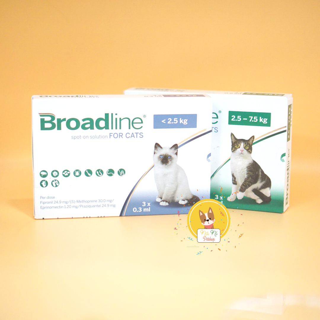 Broadline phòng trị nội ngoại ký sinh trùng (mèo từ 2,5 - 7,5kg; 1 hộp x 3 ống)