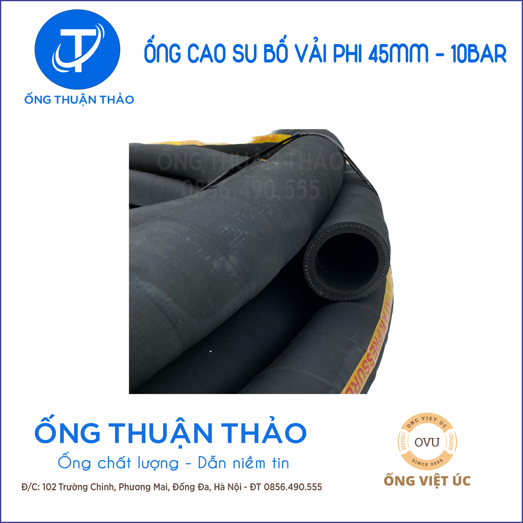 Ống Ống Cao Su Bố Vải Phi 48mm 10Bar cuộn 20mét - Hàng Nhập Khẩu - Ống Thuận Thảo