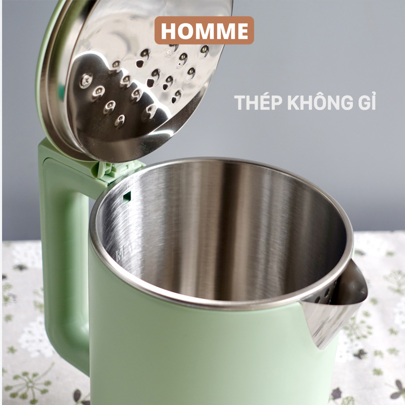 Bình đun nước siêu tốc 1.8 lít, 1500W ấm đun nước inox cách nhiệt 2 lớp