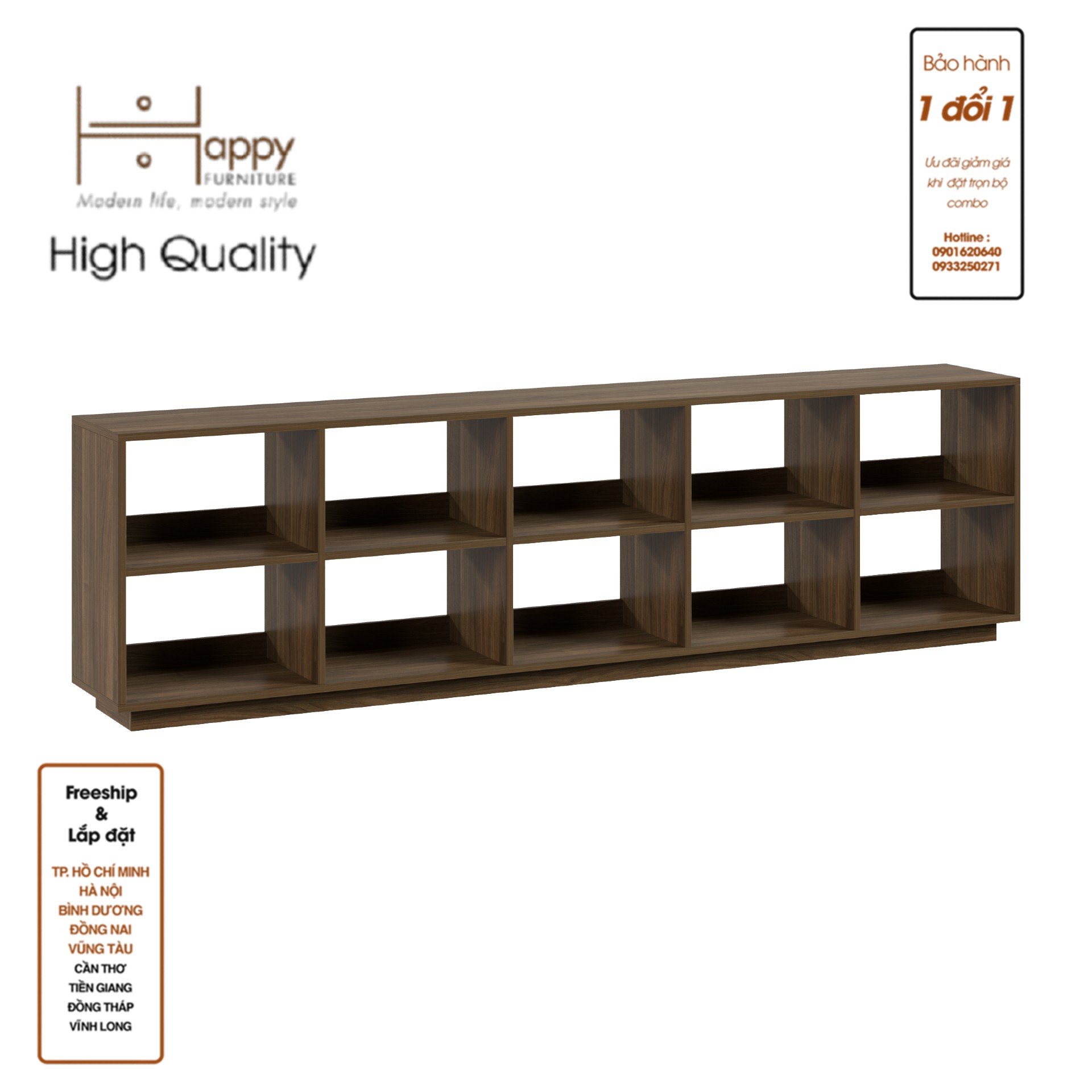 [Happy Home Furniture] ZANE , Kệ sách 2x5, 220cm x 32cm x 62cm ( DxRxC), KSA_033