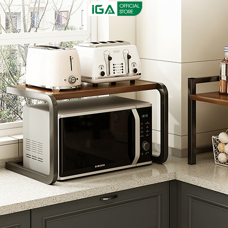 Kệ lò vi sóng để bàn 2 tầng khung thép uốn thương hiệu IGA - GM157