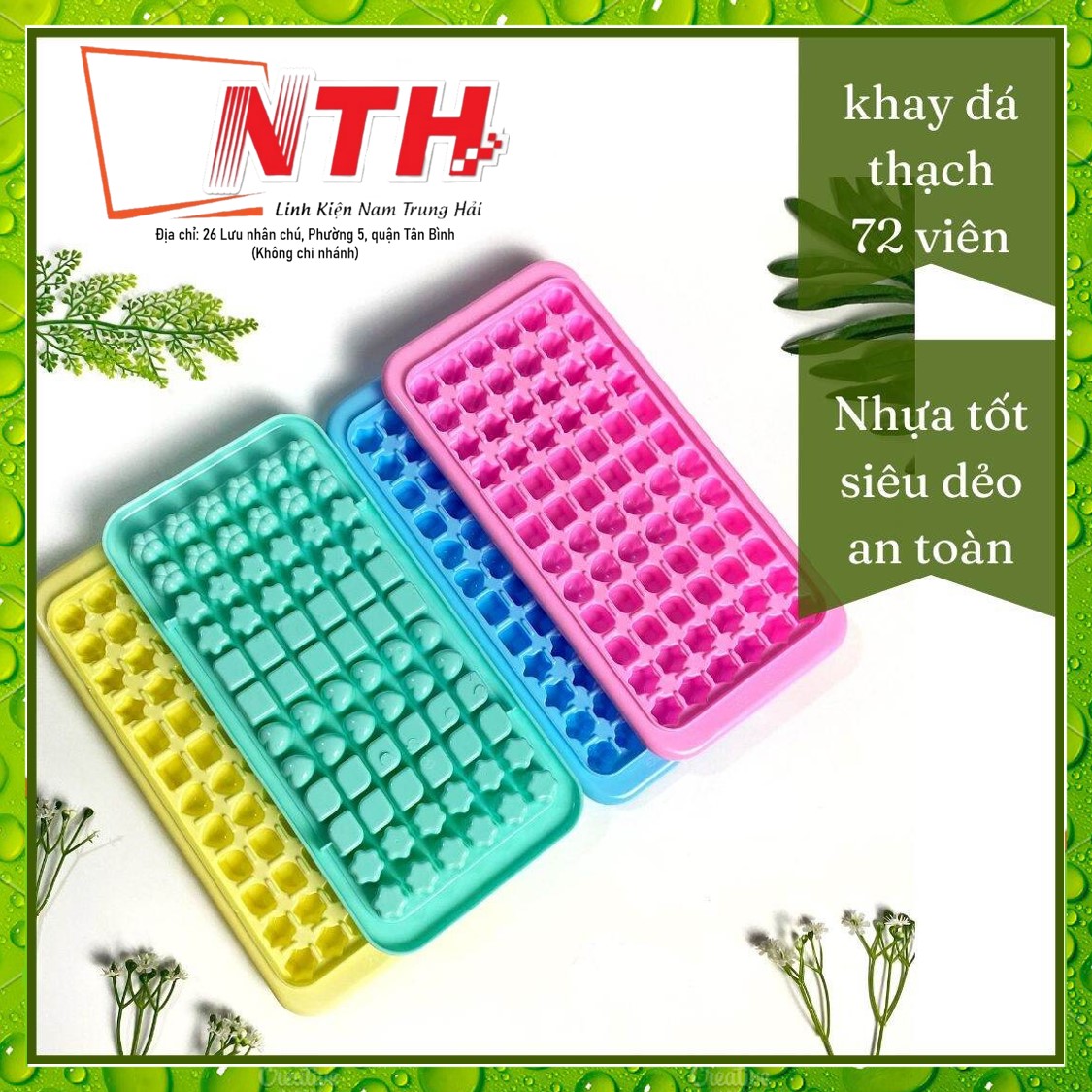 Khuôn làm thạch rau câu, làm đá viên nhựa 72 viên