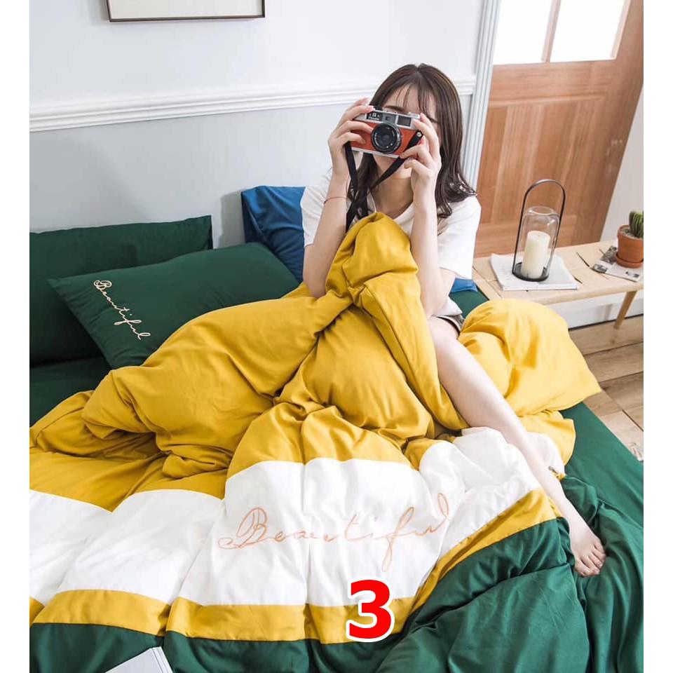 Bộ chăn ga 4 món cotton Tici cao cấp đủ size đủ màu  TC05