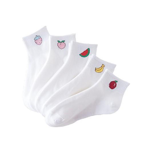 Combo 5 đôi tất trắng Xuất Nhật mix hình hoa quả - DMA store