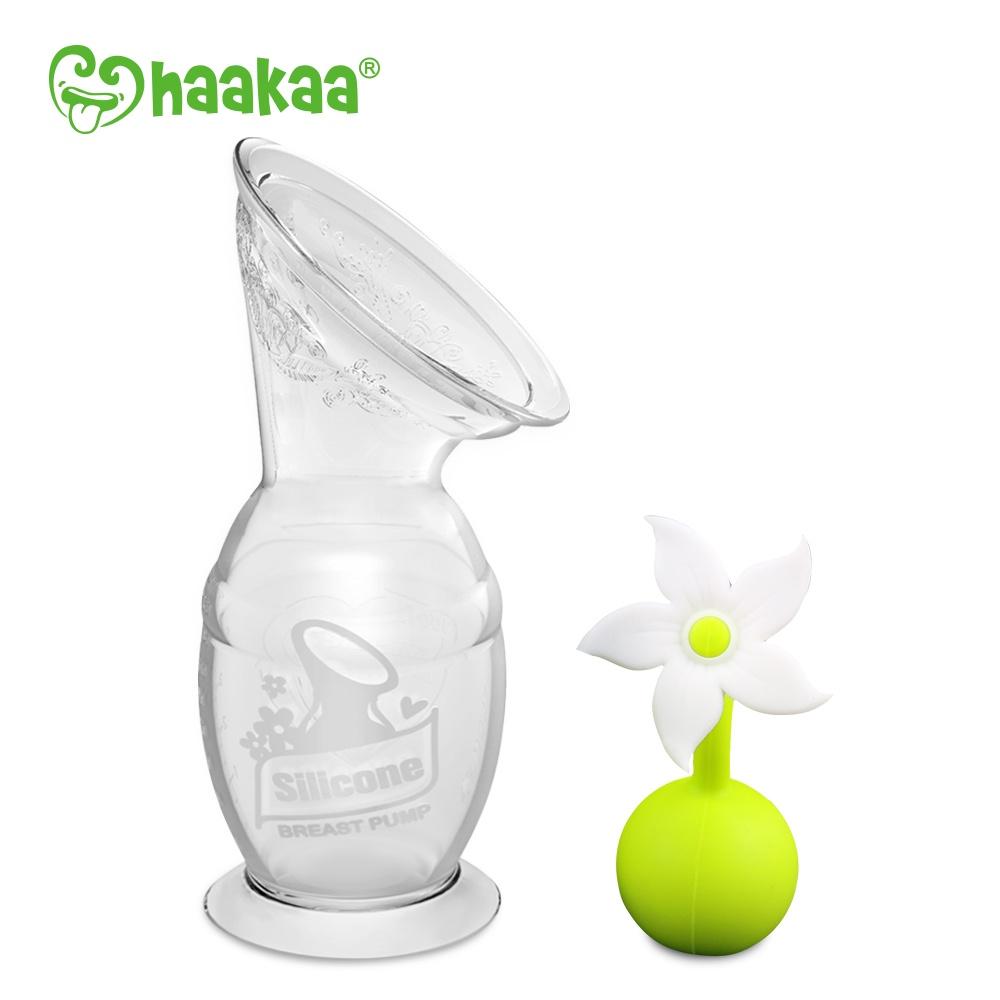 Combo Cốc hứng sữa Gen.2 150ml, hoa chặn trắng, nắp đậy, miếng lót thấm sữa Haakaa
