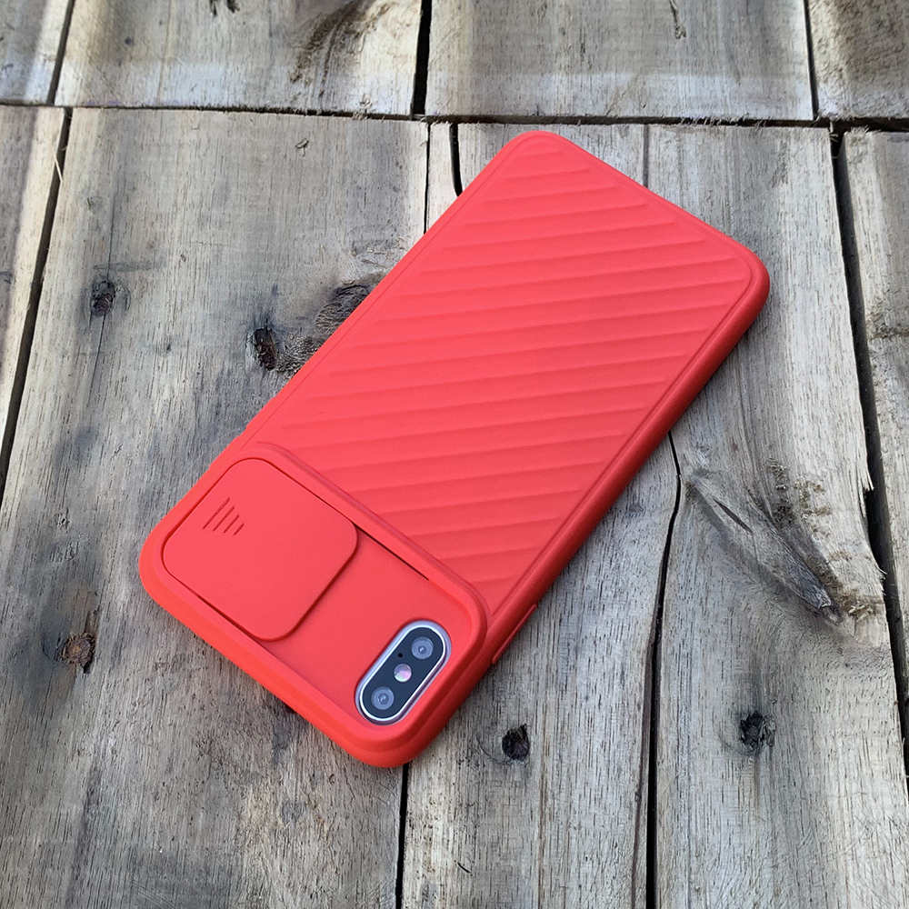 Ốp lưng kéo nắp camera cao cấp dành cho iPhone X / iPhone XS - Màu Đỏ