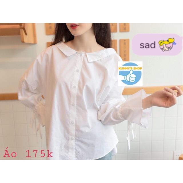 Áo sơ mi oversize tay cột nơ