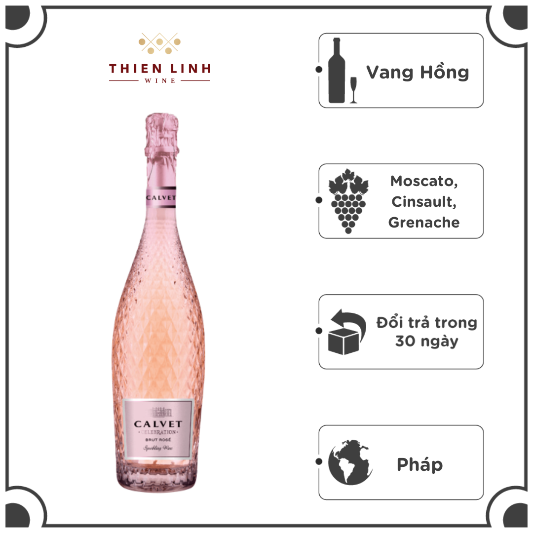 Rượu Vang Nổ Pháp Calvet Celebration Sparkling Rose