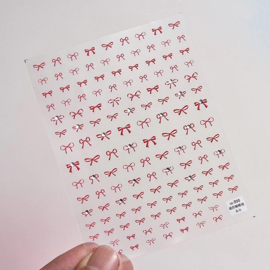 Sticker 5D Lụa Nổi Hình 300 Nơ Đỏ Đính Đá Khảm Đá TL054 Trang Trí Móng Tay Chân Làm Nail Siêu Tiện Lợi Dịp Lễ Tết Women Nữ