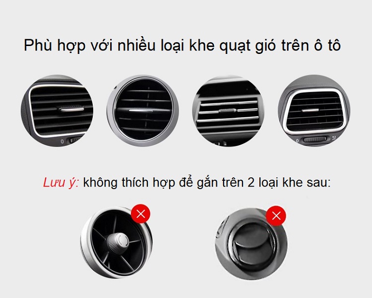 Giá đỡ điện thoại gắn ô gió trên ô tô xoay 360 độ