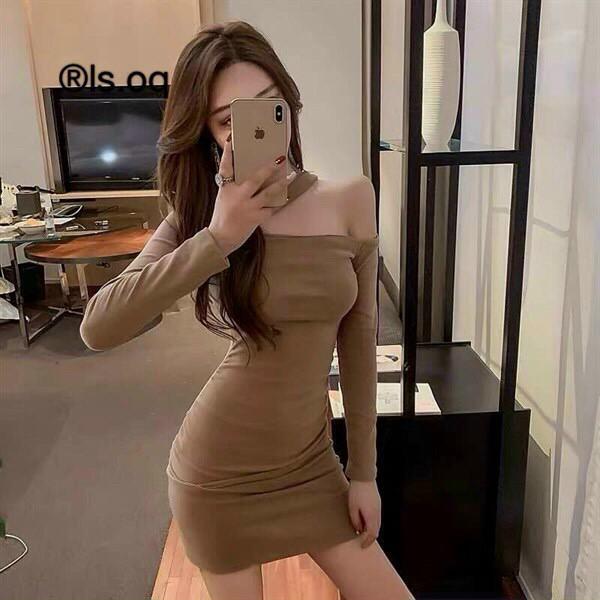 Đầm Body Tay Dài Lệch 1 Dây Vai Thun Borip Thích Hợp Mặc Đi Tiệc Đi Làm Đi Chơi Phù Hợp Với Mọi Phong Cách Thời Trang Nữ