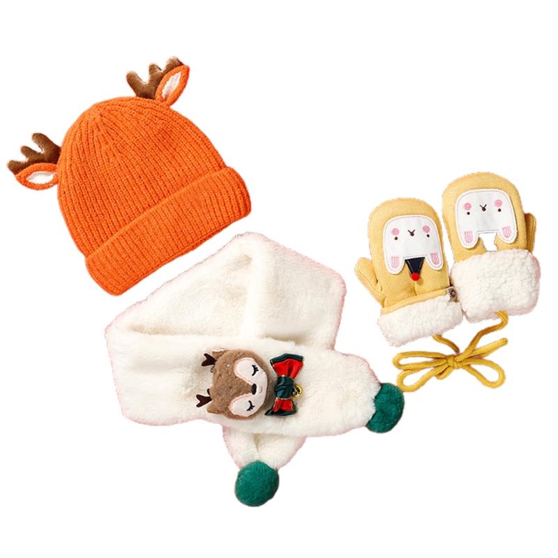 Mùa Đông Mũ Khăn Trẻ Em Găng Tay Hay Bé Găng Tay Cho Bé Với Sừng Hươu Cho Bé Trai Bé Gái Từ 1-3 Cho Bé khăn Phượt