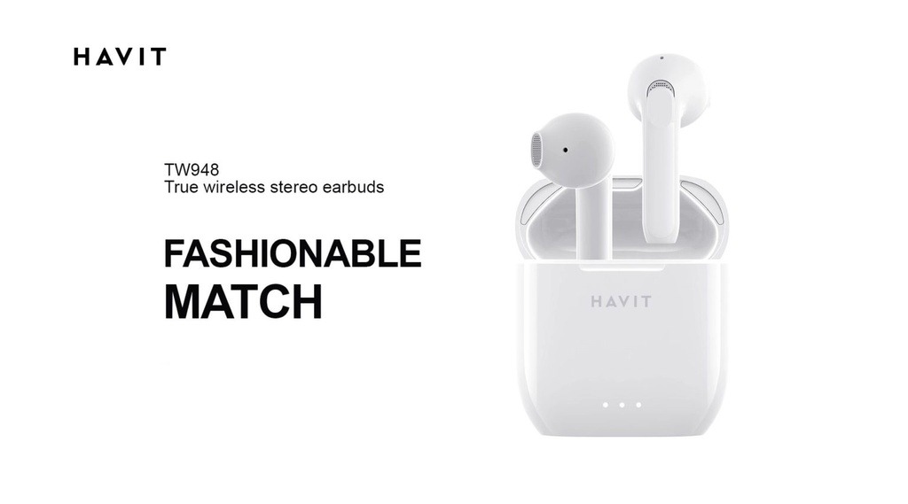 Tai Nghe Bluetooth Không Dây TWS HAVIT TW948, Sạc Siêu Nhanh, Thiết kế Mini-Buds, Cảm ứng - Hàng Chính Hãng