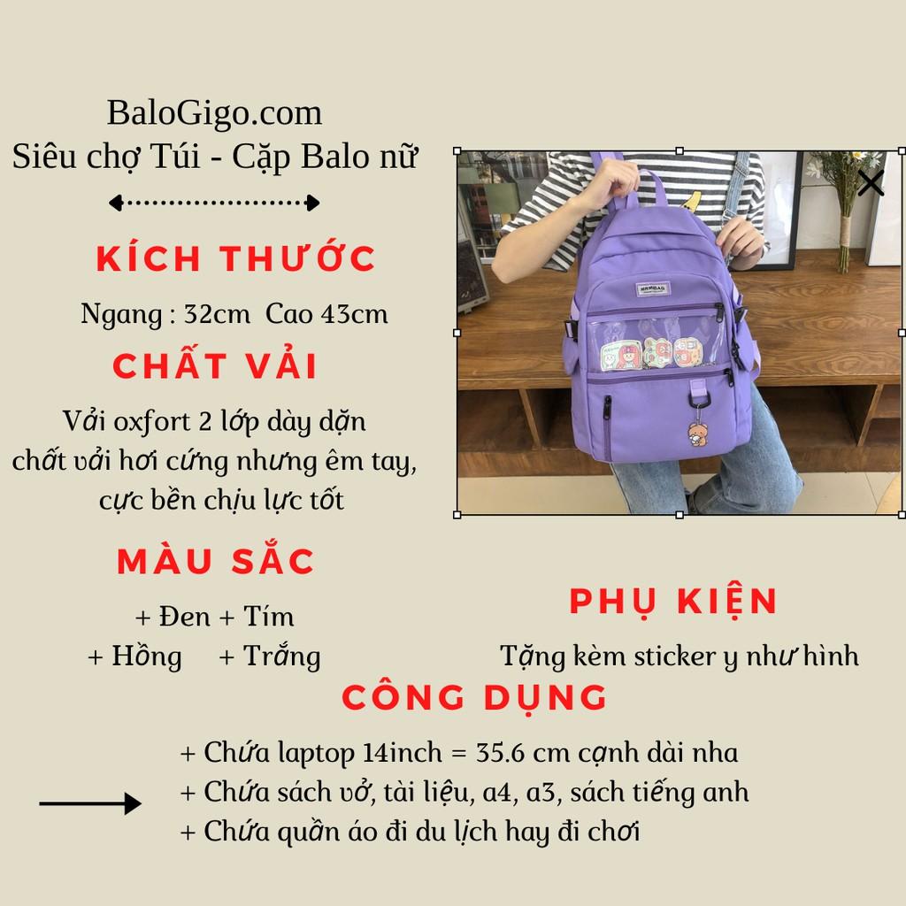 Cặp đi học nữ nhiều ngăn rộng rãi siêu bền G254 - BaloGigo