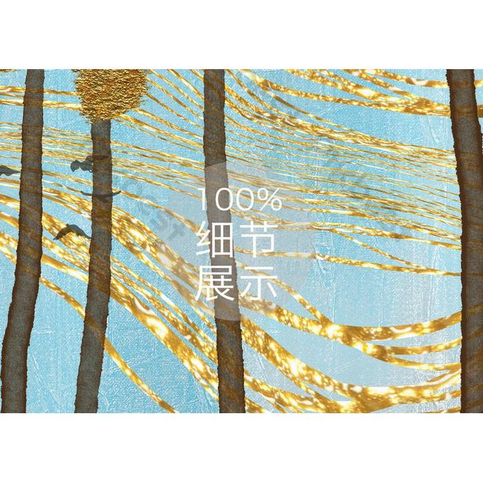 Tranh dán tường Phong cảnh trừu tượng hươu vàng phú quí, tranh dán tường 3d hiện đại MS1071536