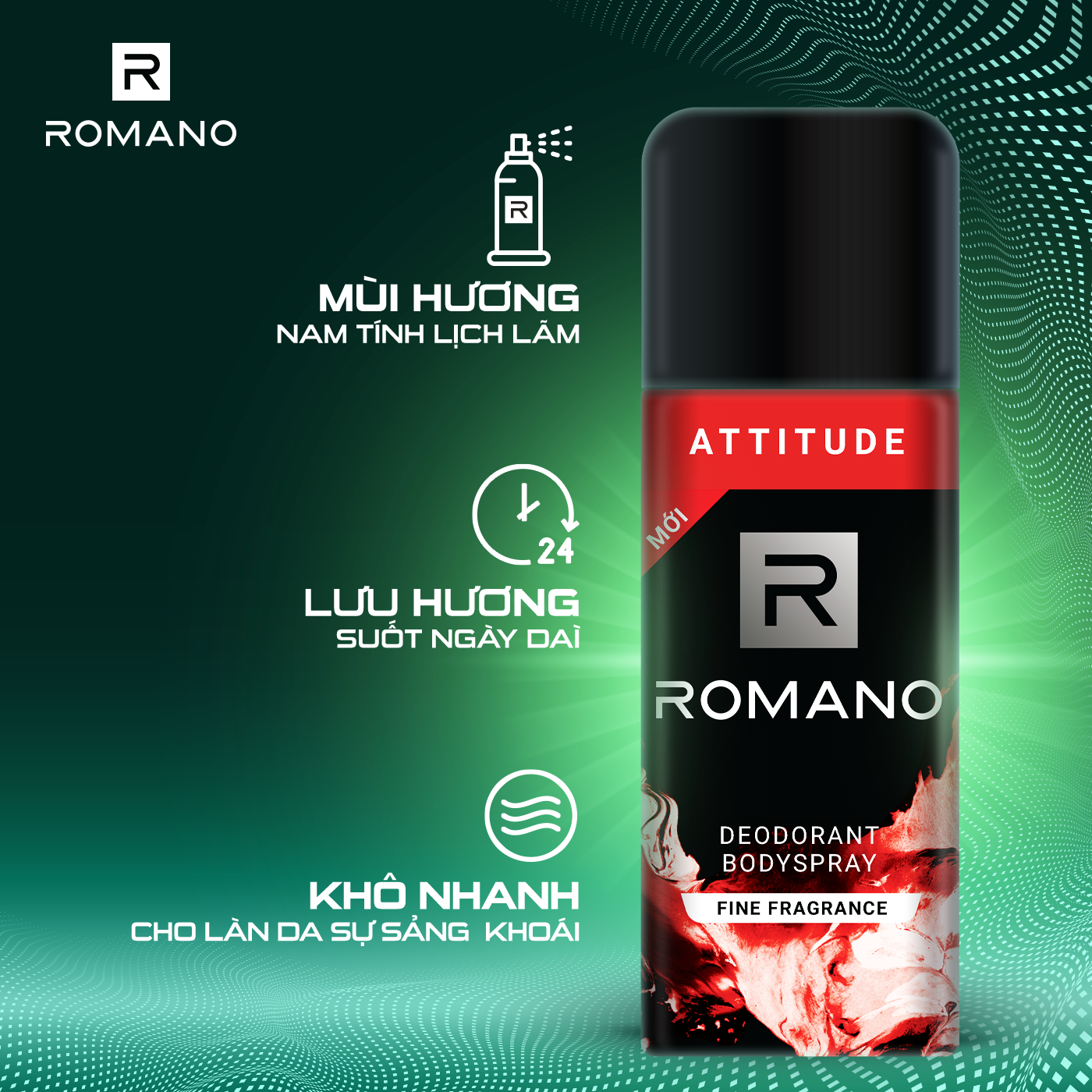 Xịt khử mùi toàn thân Romano Attitude 150ml