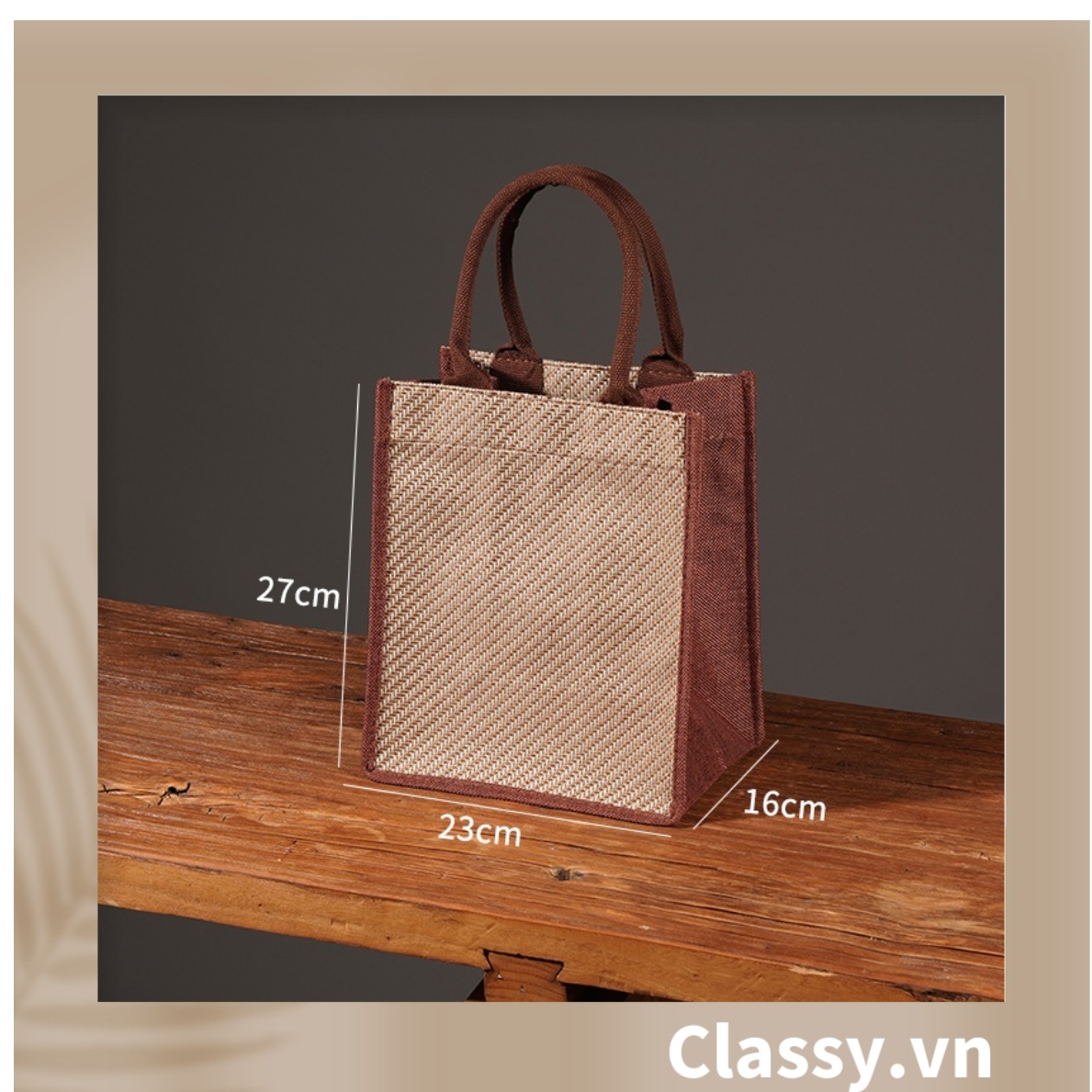 Túi Đay Trơn Retro hình trụ đứng, Kiểu dáng Vintage - Sản phẩm thân thiện với Môi trường T239