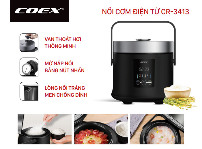 Nồi cơm điện tử 0.8L Coex CR-3413