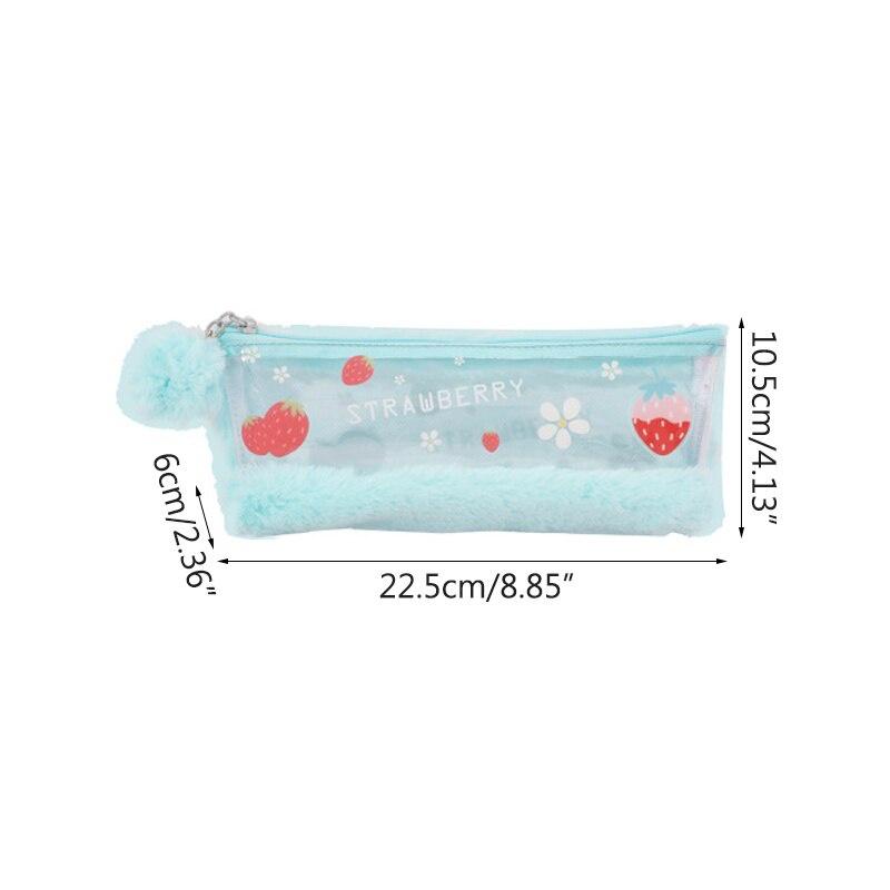 Pencil Box Stationery Bag Junior High School Student Simple Large Capacity Tide Pencil Box Cute Plush Pencil Bag Student